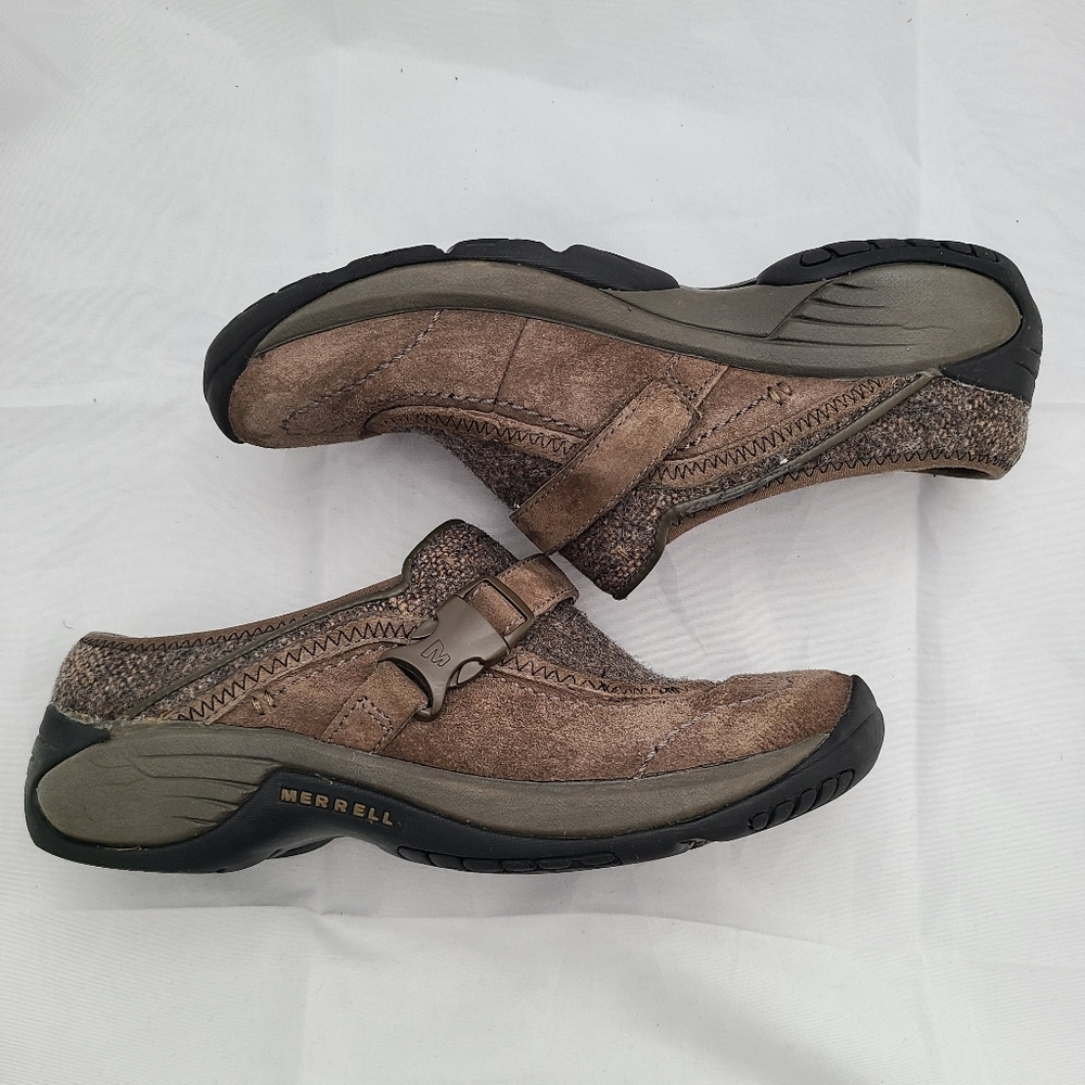 Merrell J66626 Moc Encore Sidestep Stone Suede Clog Slip On Mule Size 7